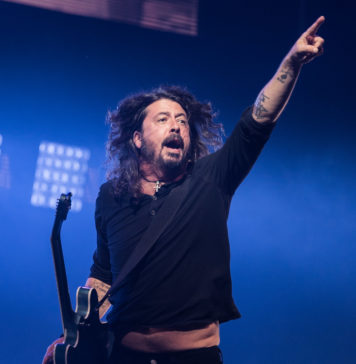 Dave Grohl and the Foo Fighters performing at the 2017 Glastonbury Festival.