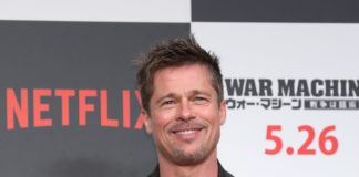 Brad Pitt at the "War Machine" Netflix film press conference in Tokyo, Japan in May 2017