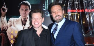 Matt Damon and Ben Affleck at the "Live By Night" film premiere in January 2017