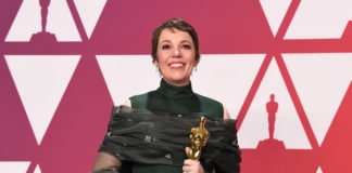 Olivia Colman and her award for best lead actress at the 91st Annual Academy Awards