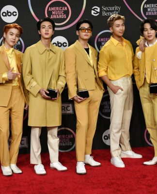 BTS's V, Jungkook, Jimin, Rap Monster (RM), Suga, J-Hope and Jin at the American Music Awards.