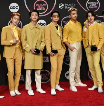 BTS's V, Jungkook, Jimin, Rap Monster (RM), Suga, J-Hope and Jin at the American Music Awards.