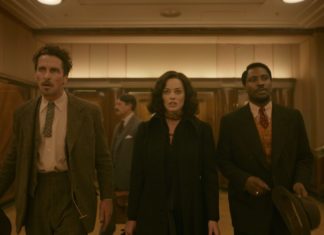 Christian Bale, John David Washington, and Margot Robbie in "Amsterdam"