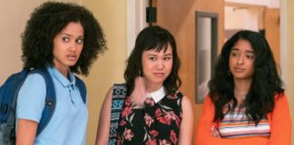 Lee Rodriguez, Ramona Young, and Devi Vishwakumar in "Never Have I Ever"