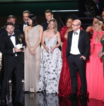 "The White Lotus" cast with their win for Limited Series at the 74th Primetime Emmy Awards