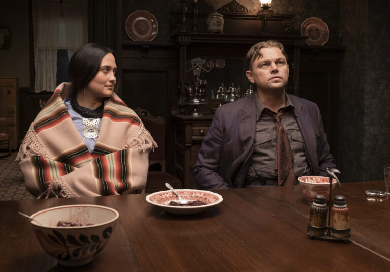 Leonardo DiCaprio and Lily Gladstone in 