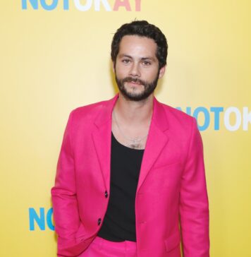 Dylan O'Brien at the "Not Okay" film premiere in New York in July 2022