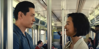 Teo Yoo and Greta Lee in "Past Lives"