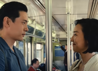 Teo Yoo and Greta Lee in "Past Lives"