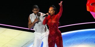 Usher performs with Alicia Keys during the half time show of Super Bowl LVIII in February 2024