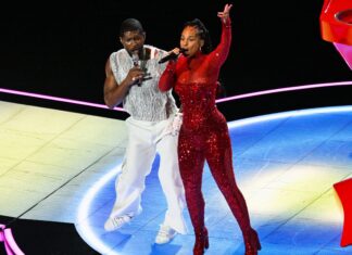 Usher performs with Alicia Keys during the half time show of Super Bowl LVIII in February 2024