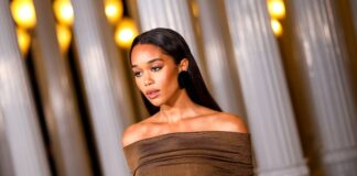 Laura Harrier at the 2023 LACMA Art+Film Gala in November 2023