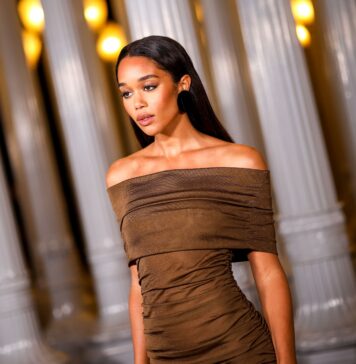 Laura Harrier at the 2023 LACMA Art+Film Gala in November 2023