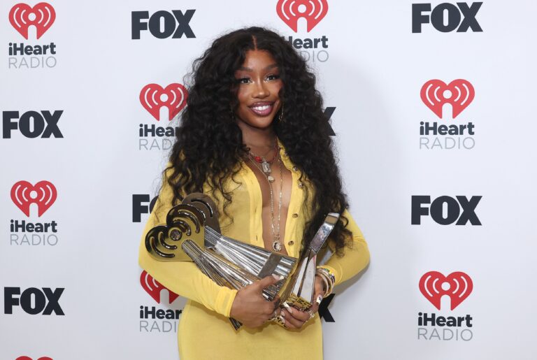 SZA, winner of R&B Album of the Year, R&B Artist of the Year, and R&B Song of the Year awards at the iHeartRadio Music Awards in April 2024